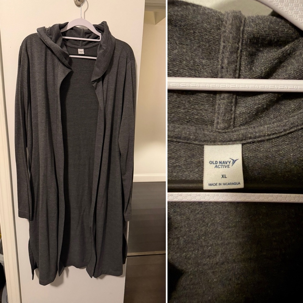 Old Navy Active Charcoal Hooded Cardigan